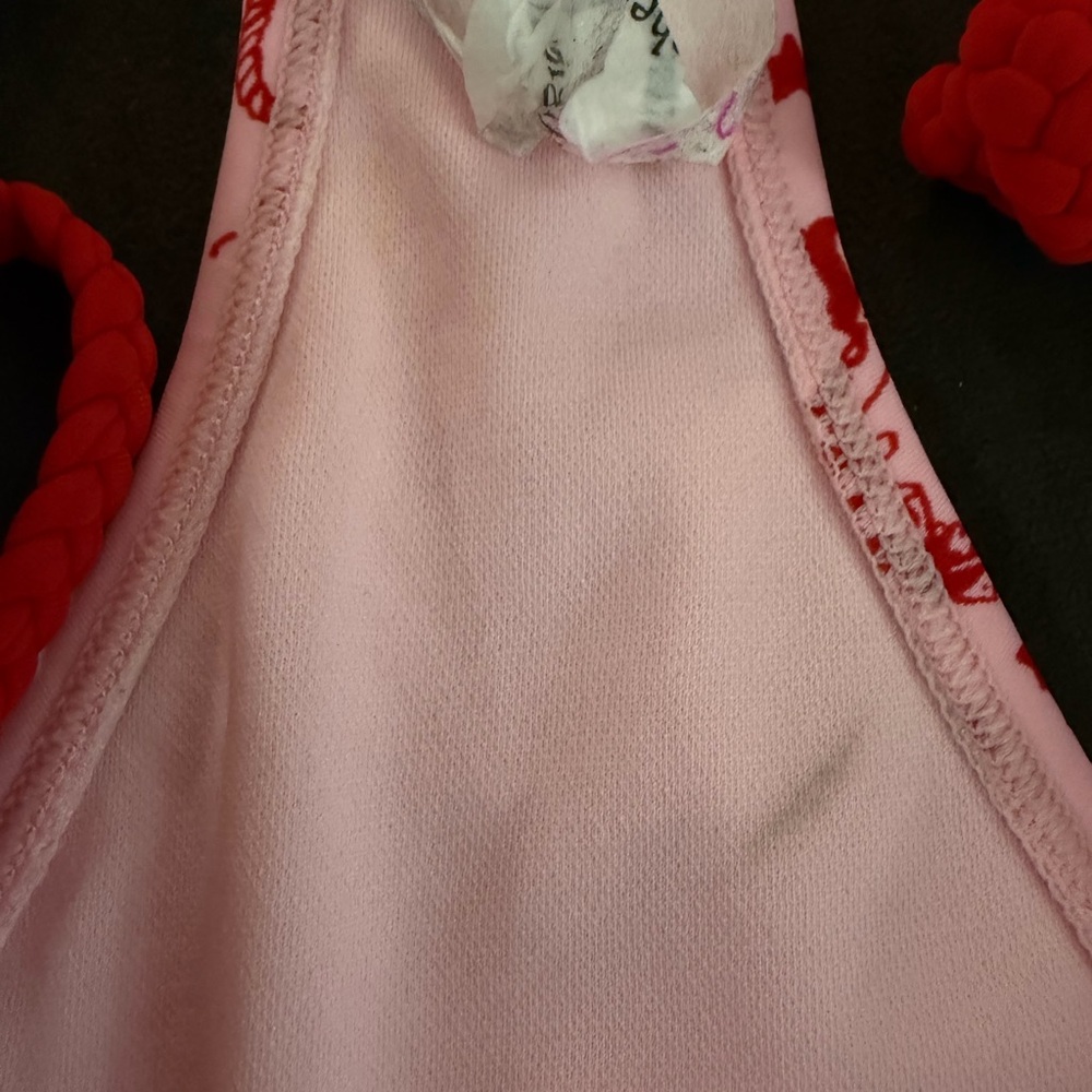 Shade & Shore NWT (THERE ARE SOME FLAWS) Pink Bikini Bottom Red Tie Sides - Picture 6 of 6